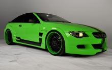 Зеленый BMW 6 series с черной полосой